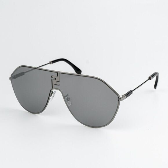 NEW Fendi FE40080U FF MATCH 12C Ruthenium Smoke Mirror Unisex Round Sunglasses - Picture 1 of 13